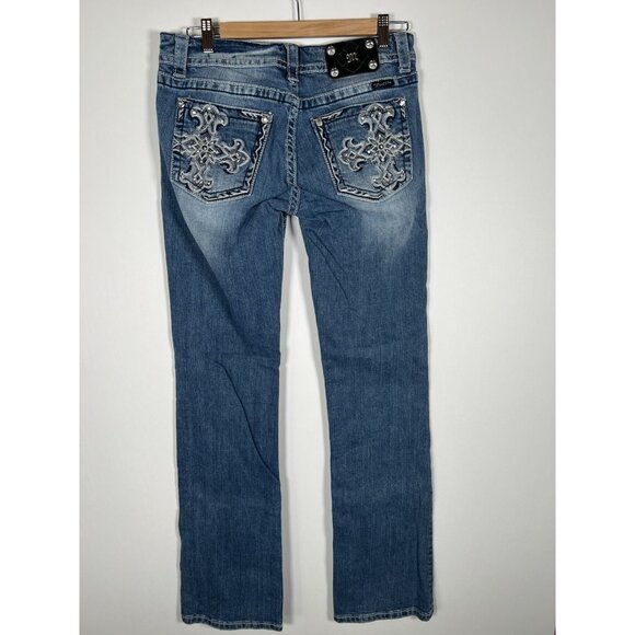 Vintage Y2K Miss Me JP5409B bootcut lowrise rhinestone embellished jeans 30 - Picture 2 of 13